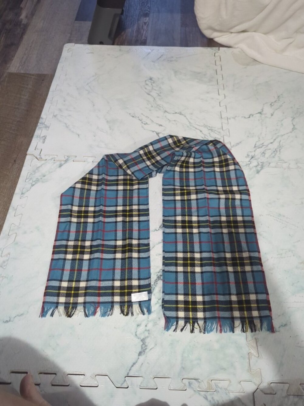 Thomson Blue Clan Modern Winter Neck Scarf Brushed Lambswool Scottish Tartan
